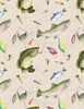 Wilmington Prints Gone Fishing Fish and Lure Toss Cream