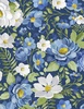 Wilmington Prints Blossom Blues Large Florals Dark Blue