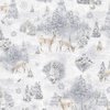 Wilmington Prints Woodland Frost Forest Animals Scenic Gray