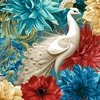 Blank Quilting Alabaster Wings Peafowls and Flowers Teal