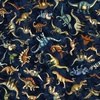 QT Fabrics Savage Kingdom Tossed Dinosaurs Dark Navy