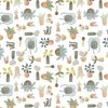 Windham Fabrics Petal and Purr Potted Plants White