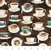 Northcott Barista Cups and Saucers Brown/Multi