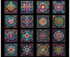 QT Fabrics Radiant Reflections Stained Glass Patches Black