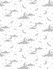 Wilmington Prints Essentials Spooky Spectacle Moon and Stars All Over White on White