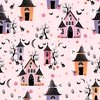 Blank Quilting Ghostly Greetings Haunted Houses Light Pink