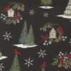 Moda Winter Friends Snowman and Cardinal Allover Charcoal Black