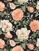 Wilmington Prints Peach Whispers Large Flowers All Over Black