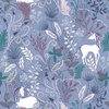 Lewis and Irene Fabrics Enchanted Unicorn Silver Metallic Smokey Blue