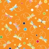 Benartex Rainforest Glow Dragonflies & Dots Orange