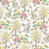 Blank Quilting Folk Garden Trees and Flowers Gray