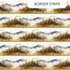 Northcott Misty Morning Border Stripe Ochre/Multi