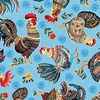 Benartex Farm Feathered Folk Feathered Friends Sky Blue