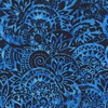 Anthology Fabrics Moody Blue Baliscapes Batik Scalloped Paisley Black