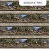 Northcott Timber Trails Naturescapes Elk Border Stripe Taupe/Multi
