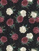 Wilmington Prints Crimson Blooms Tossed Florals Black