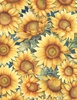 Wilmington Prints Sunspell 108" Wide Packed Sunflowers Blue