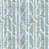 Blank Quilting Winter Whispers Tree Trunks with Birds and Squirrels Medium Blue