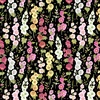 Clothworks Simple Life Hollyhocks Black
