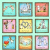 Clothworks From the Heart Small Animal Love Squares Light Turquoise