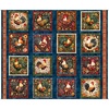 QT Fabrics Rule the Roost Rooster Picture Patches Panel Navy
