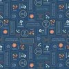 Windham Fabrics Forget Me Not Stamps Navy