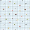 P&B Textiles Bunnies and Blooms Tossed Floral on Gingham Blue