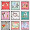 Clothworks From the Heart Small Animal Love Squares Mist Gray