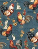 Wilmington Prints Garden Gate Roosters Large All Over Teal