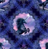 Clothworks Unicorn Magic Medallions Navy Blue