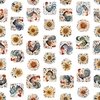 QT Fabrics Poultry in Motion Roosters and Sunflowers White