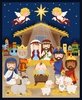 Blank Quilting Away in a Manger Nativity Panel Blue