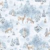 Wilmington Prints Woodland Frost Forest Animals Scenic Blue