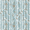 Blank Quilting Winter Whispers Tree Trunks with Birds and Squirrels Medium Blue