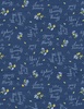 Wilmington Prints Blossom Blues Text Dark Blue
