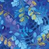 Benartex Metallic Impressions Ethereal Leaves Royal