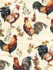 Wilmington Prints Garden Gate Roosters Large All Over Cream