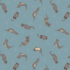 Lewis and Irene Fabrics Small Things Rivers and Creeks Otters Midblue
