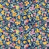 Clothworks Violetta Packed Flowers Dark Denim