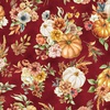 Hoffman Fabrics Harvest Bouquet Pumpkins and Flowers Maroon