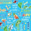 Benartex Rainforest Glow Frog-tastic Words Medium Turquoise