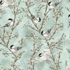 Hoffman Fabrics Cotton and Pine Birds Seafoam/Silver