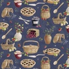 P&B Textiles Homemade Happiness All Over Pies and Baskets Dark Blue