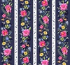 P&B Textiles Indigo Song Flowing Floral Border Stripe Multi