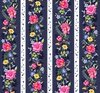 P&B Textiles Indigo Song Flowing Floral Border Stripe Multi