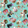 3 Wishes Fabric Welcome to the Funny Farm Tossed Animals Turquoise