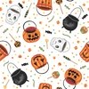 Studio E Fabrics Paranormal Parade Treat Buckets White/Orange