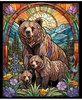 QT Fabrics Sunlit Bears Stained Glass Bear Panel Multi