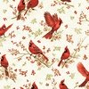 Hoffman Fabrics Berries and Birch Tossed Cardinals Natural/Gold