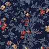 Timeless Treasures Victory Garden Large Vintage Floral Vine Navy
